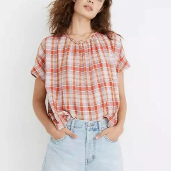 Madewell || Shirred Neck Boxy Top - Picture 1 of 8